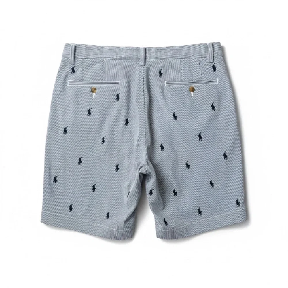 Polo Ralph Lauren ALL OVER PONY SEERSUCKER Stripe Classic Fit 9” Shorts Men’s 34